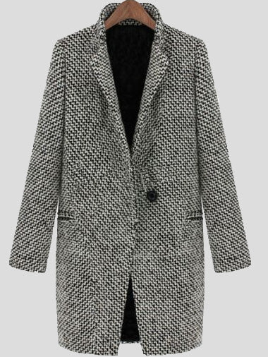 Manteau Laine Coupe Mince Pied-de-poule