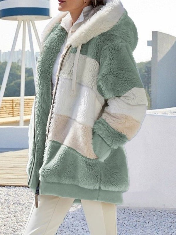 Women's Coats Warm Plush Patchwork Loose Coat