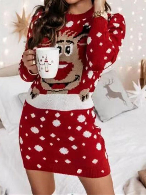 Women's Dresses Casual Christmas Print Long Sleeve Dress