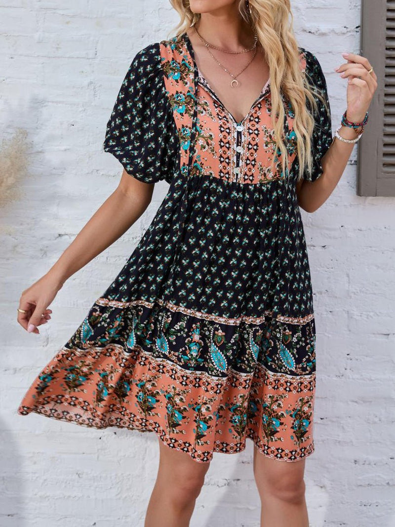 Women's Dresses Floral Print Short Sleeve Mini Dress