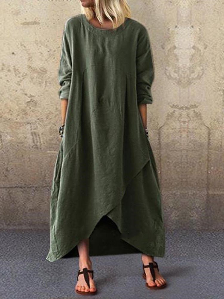 Women's Dresses Loose Solid Pocket Irregular Dress