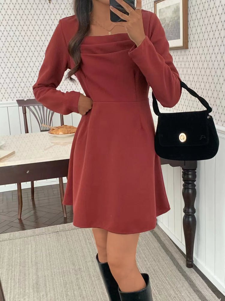 Women's Dresses Overlayed Square Neck Shoulder Pad Mini Dress