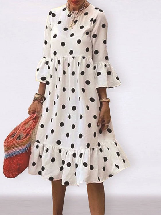 Women's Dresses Polka Dot Crew Neck Ruffle Dress