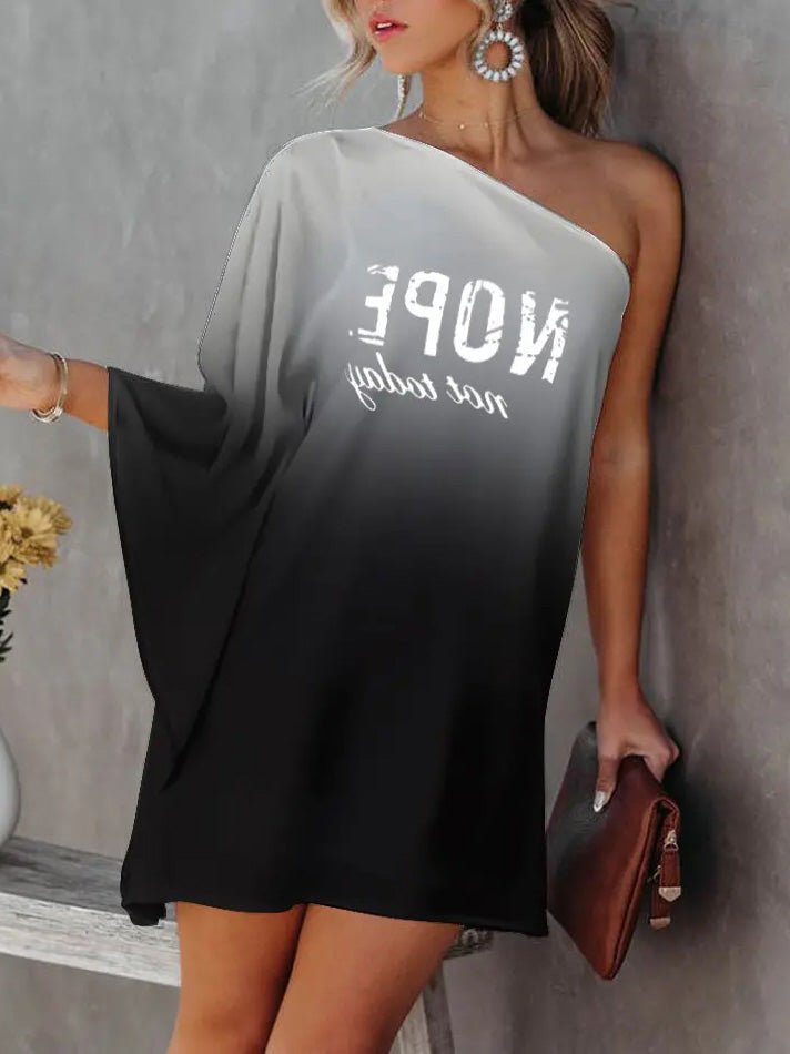 Women's Dresses Printed One-Shoulder Casual Dress