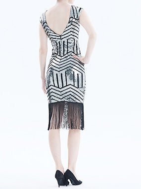 Women's Dresses Sequined Fringe Slim Fit Midi Dress