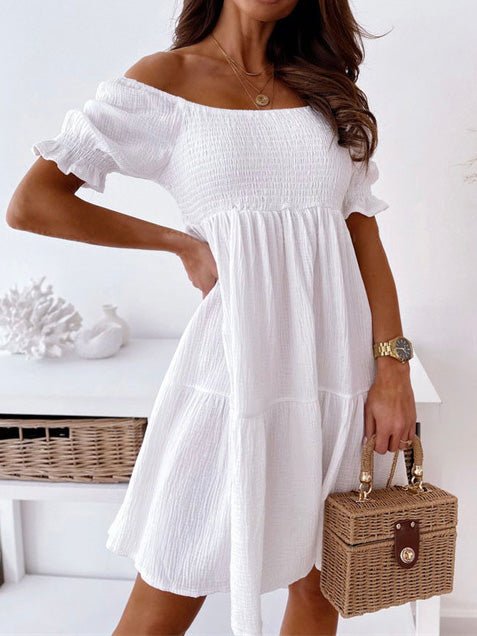 Women's Dresses Solid One-Shoulder Short Sleeve Dress