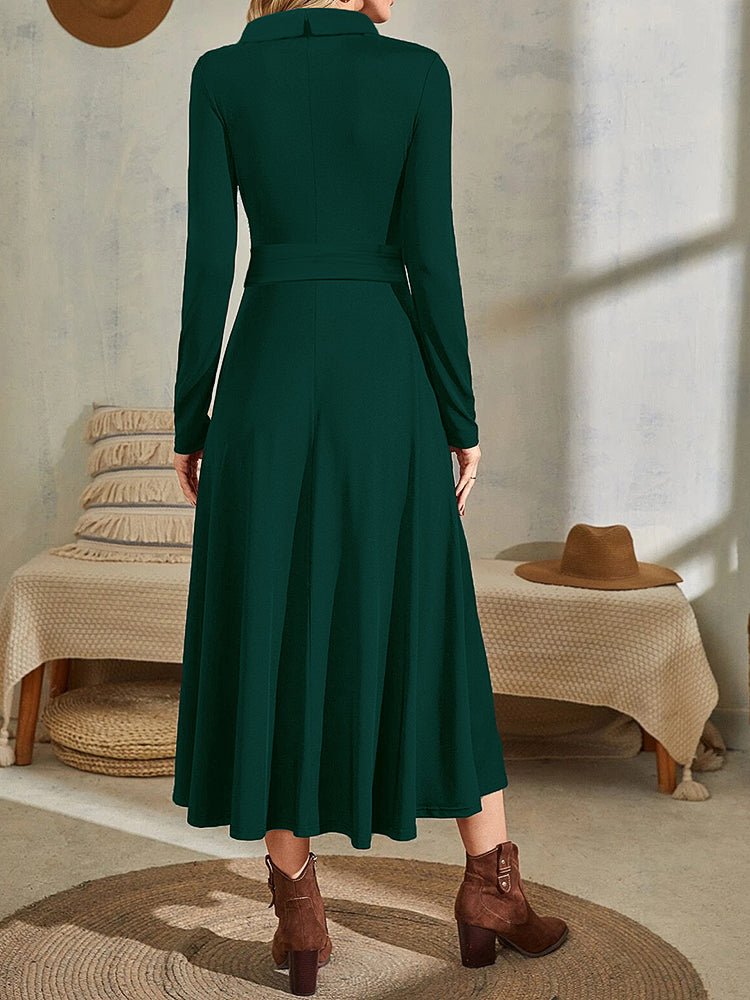 Women's Dresses Solid Turtleneck Strap Midi Dress