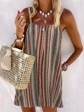 Women's Dresses Striped Sling Bare Back Dress