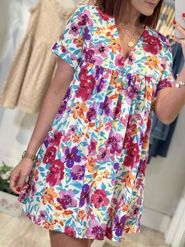 Women's Dresses V-Neck Short Sleeve Print Dress