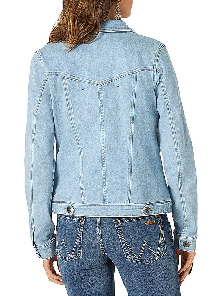 Veste en Jean Boutonnage Simple avec Poche Rabat Unie