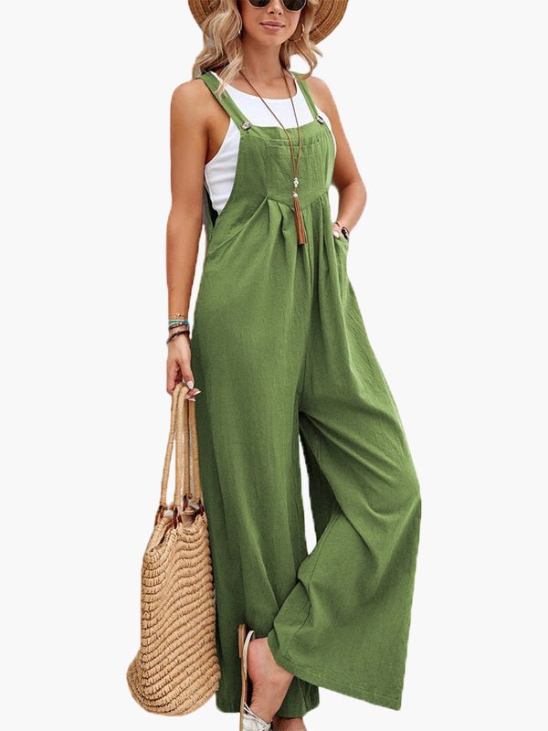 Women's Jumpsuits Solid Pocket Wide Leg Casual Jumpsuit