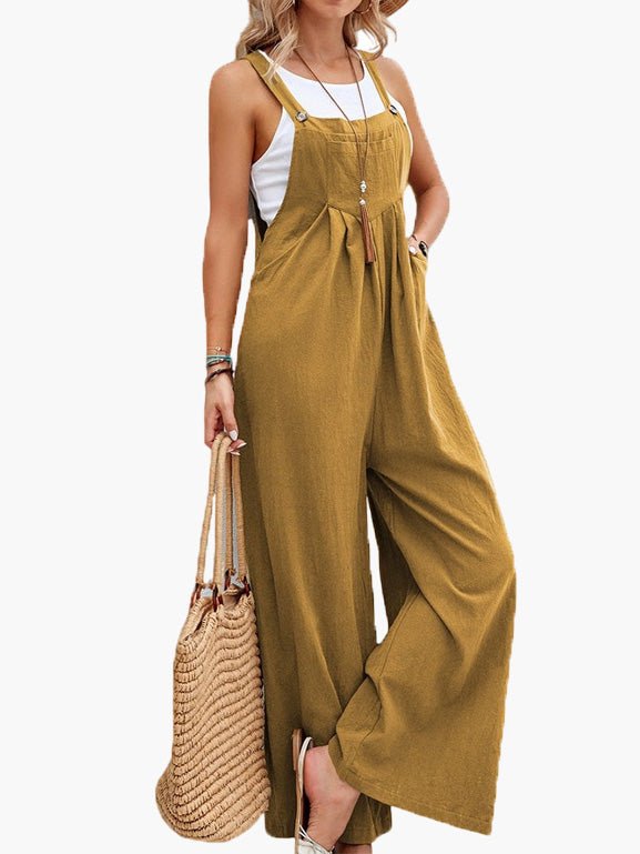 Women's Jumpsuits Solid Pocket Wide Leg Casual Jumpsuit