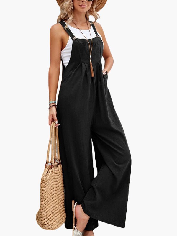 Women's Jumpsuits Solid Pocket Wide Leg Casual Jumpsuit