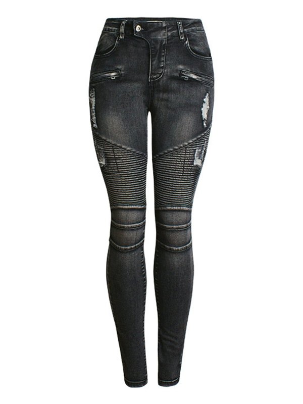 Women's Pants Denim Shredded Slim Pants