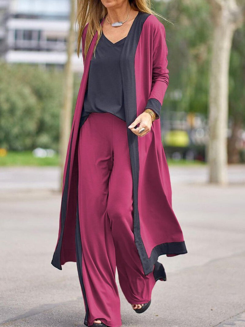 Women's Sets Casual Cardigan Sling Straight Pants Three-Piece Suit