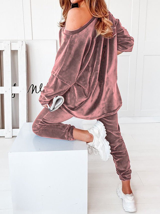 Women's Sets Corduroy Long Sleeve Top & Pants Two Piece Set