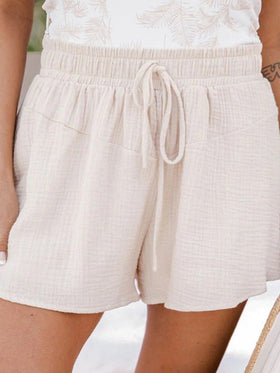 Women's Shorts Casual Elastic Waist Tie Wide-Leg Shorts