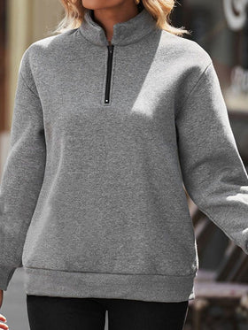 Women's Sweaters Half Zipper Solid Color Pullover Sweater