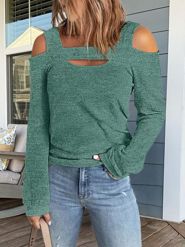 Women's T-Shirts Casual Solid Off Shoulder Long Sleeve T-Shirt