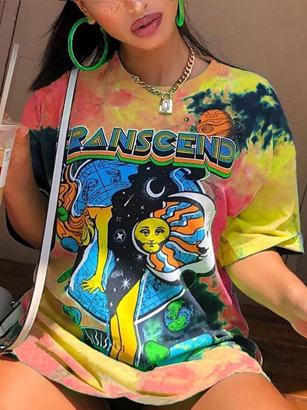 Women's T-Shirts Street Style Colorful Tie Dye Printed T-Shirt