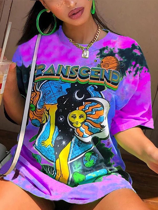 Women's T-Shirts Street Style Colorful Tie Dye Printed T-Shirt