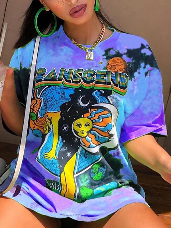 Women's T-Shirts Street Style Colorful Tie Dye Printed T-Shirt