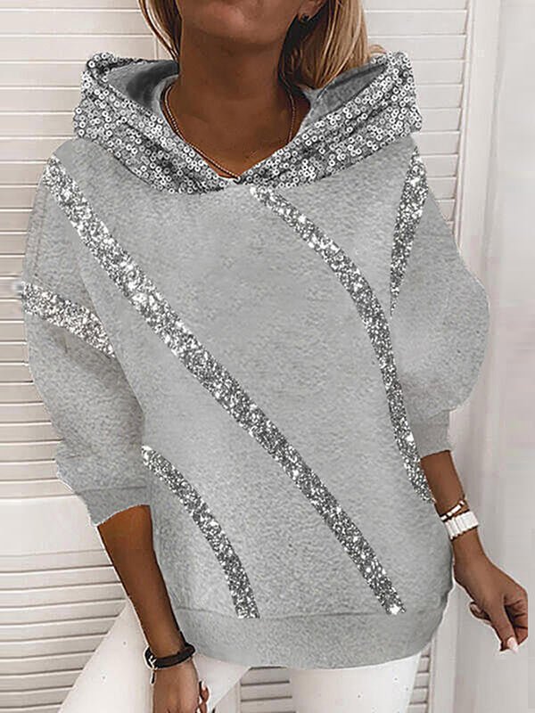 Women¡¯s Tops Sequin Print Oversized Hoodie